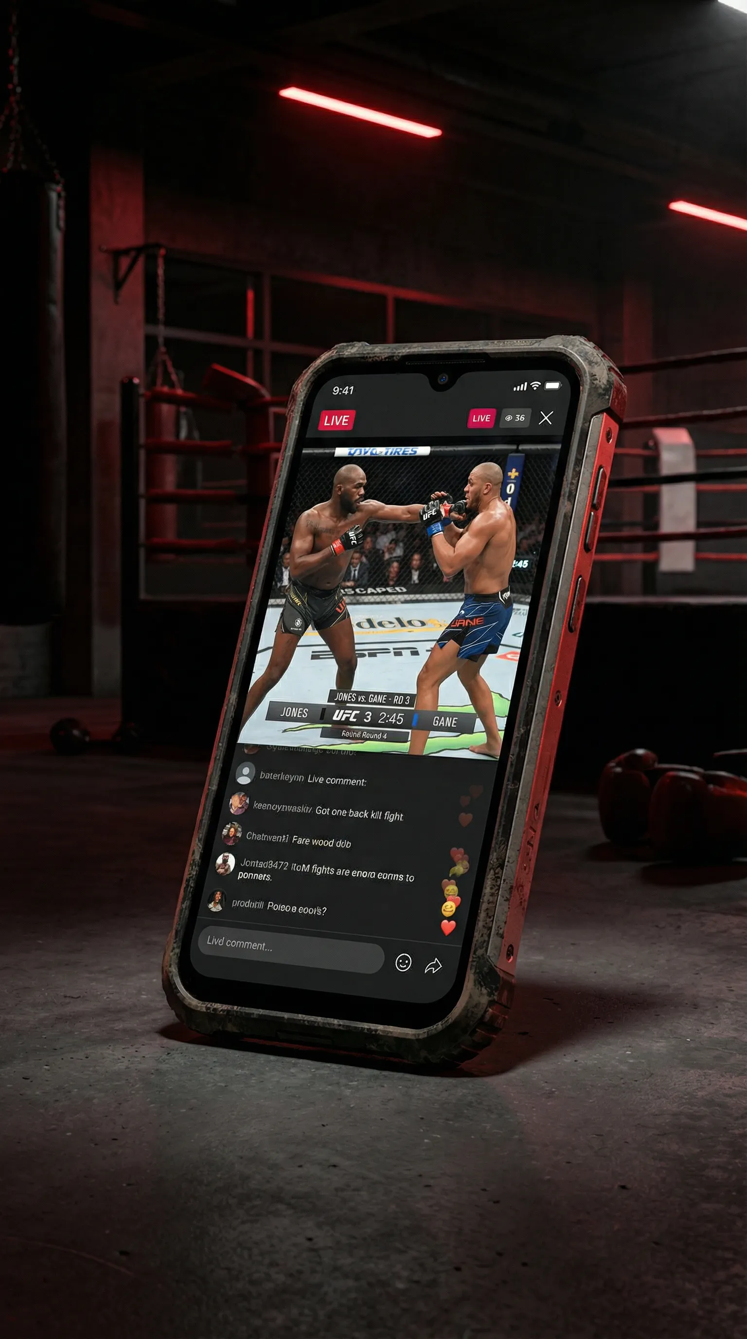 迪拜皇宫娱乐 移动端APP格斗直播界面